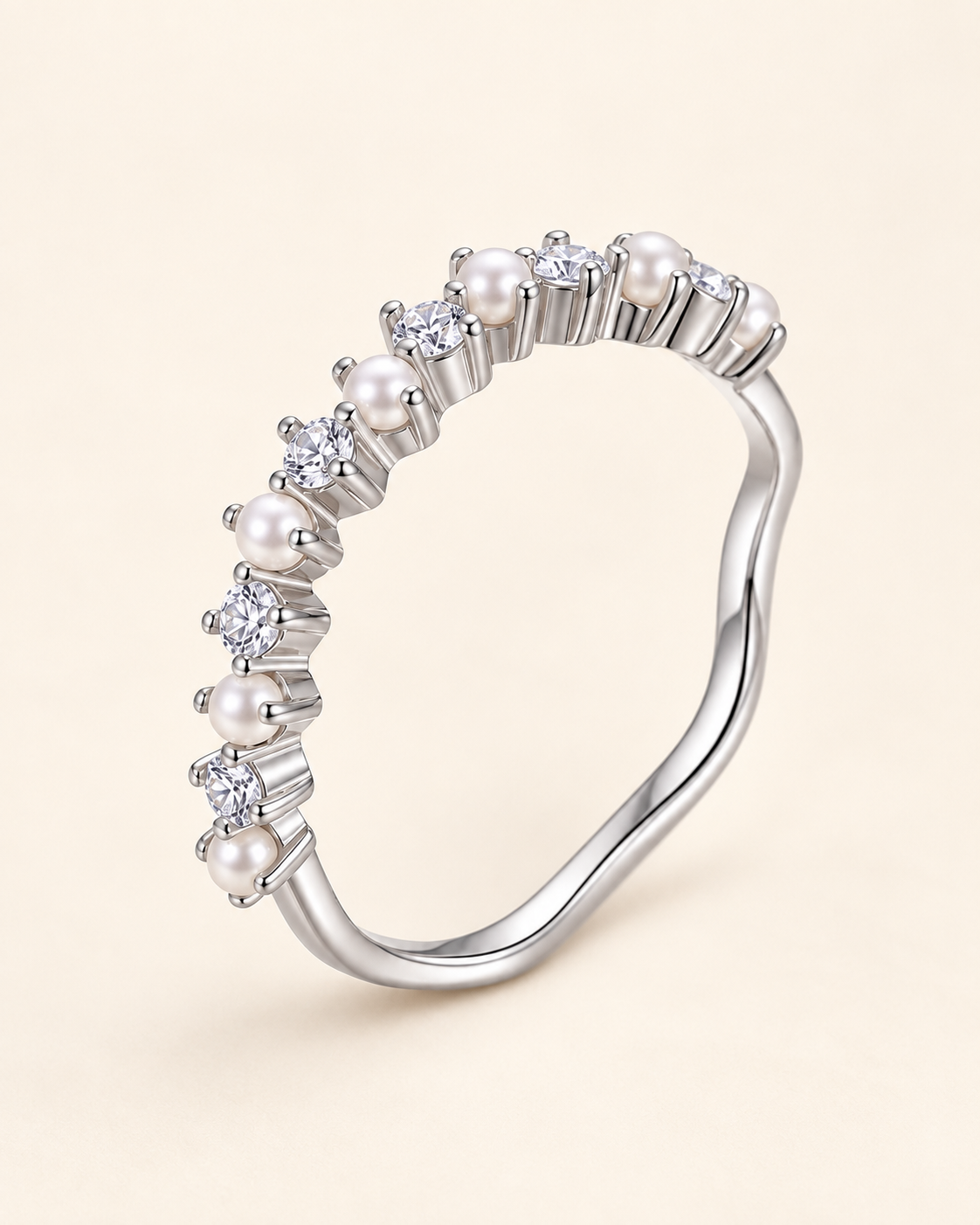 Bague Perle Éclat finition argentée