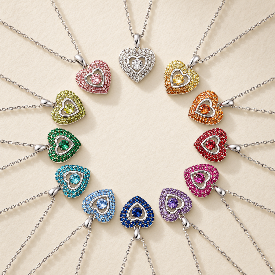 Collier Cœur Éclat : les douze couleurs disponibles