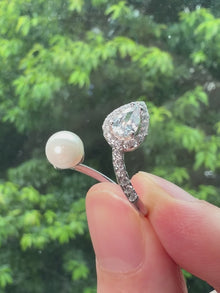 Bague Duo Perle en argent 925 ajustable
